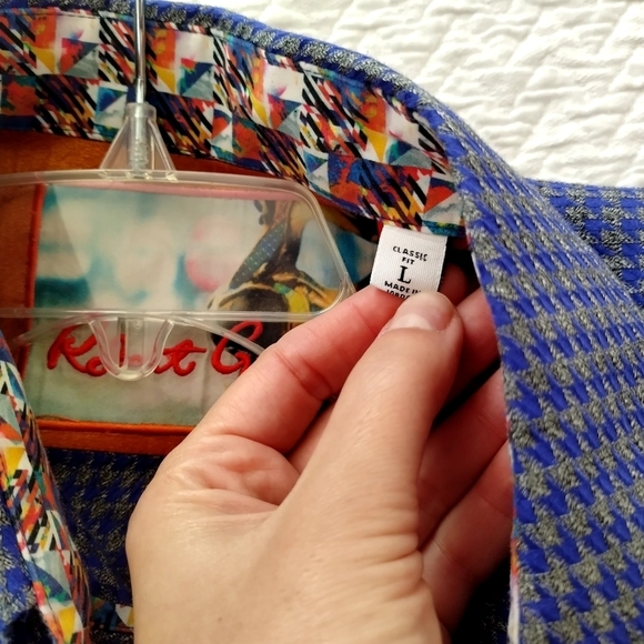 Robert Graham Houndstooth Button Down Shirt Flip Cuff Sz L - Picture 10 of 10